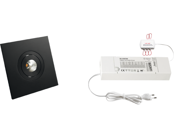 4x Monza vierkant zwart DTW 3000K-2200K+4x verl+ZigBee