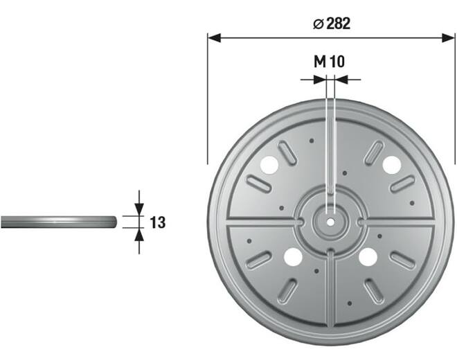 Draaiplaat diameter 282mm, dikte 13,5mm