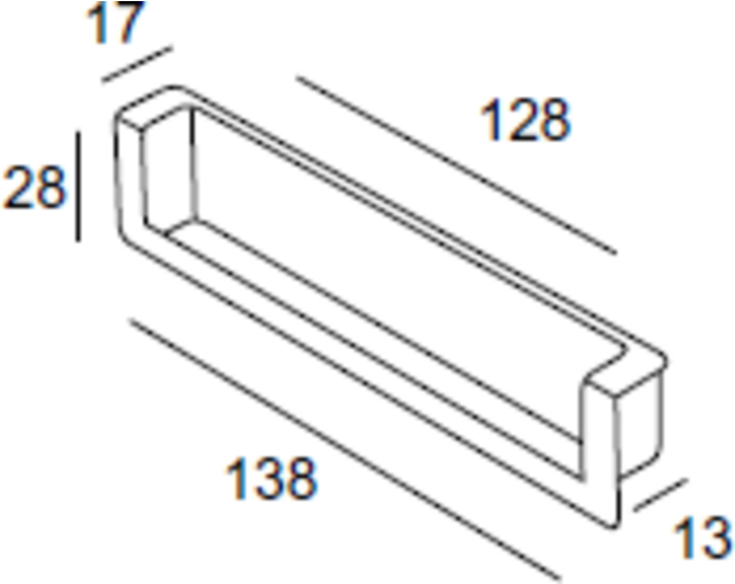 Inlaatgreep 138x28x28x17mm mat zwart, hartmaat 128mm, 30 st.