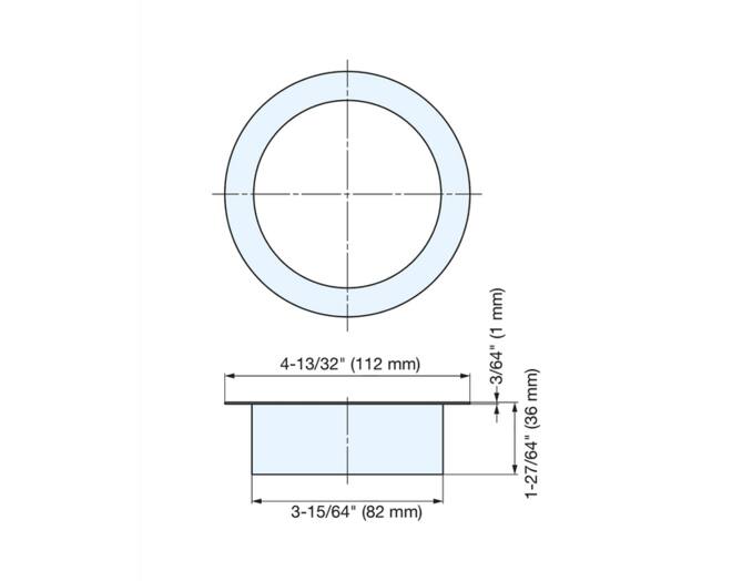 Afvaldoorlaat rond RVS mat, boormaat 82mm, geen deksel
