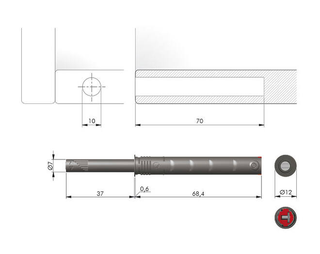 K Push Tech, lang, STRONG, wit, magneet, slag 37mm