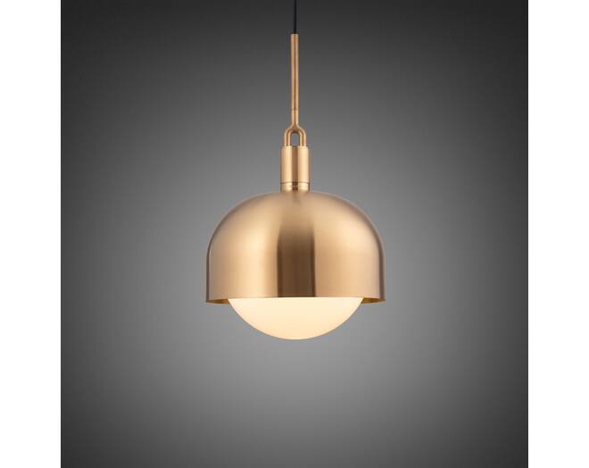 Forked Pendant/Brass/Large Brass Shade/Large Opal Glob