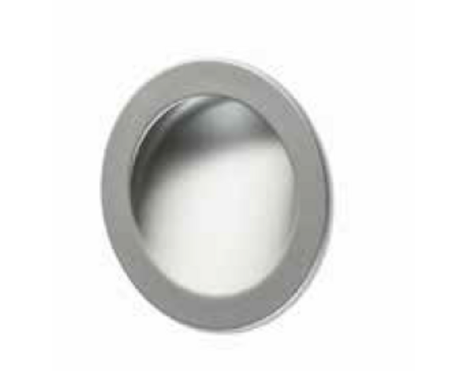 Komgreep rond 50mm mat metallic aluminium, boring 37mm