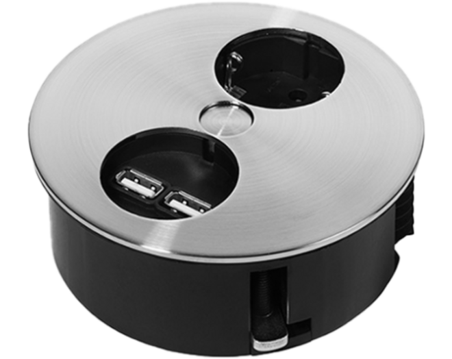 Twist RVS-look met 1x wcd, 2x USB lader