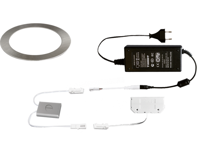 7x Smally 24V RVS Look + Dotti TouchDimmer + driver 24V/24W