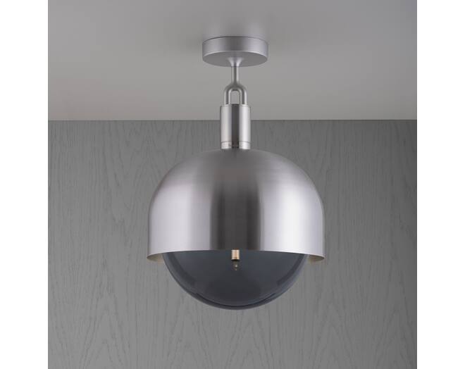Forked Ceiling/Steel/Large Steel Shade/Large Smoked Gl