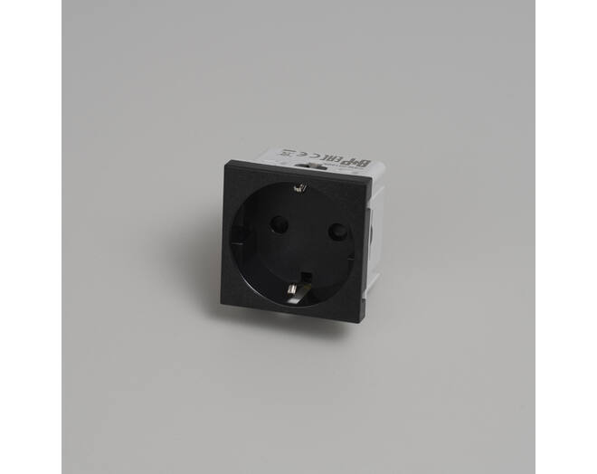 Schuko Socket Module/Type F/45Mm/Black