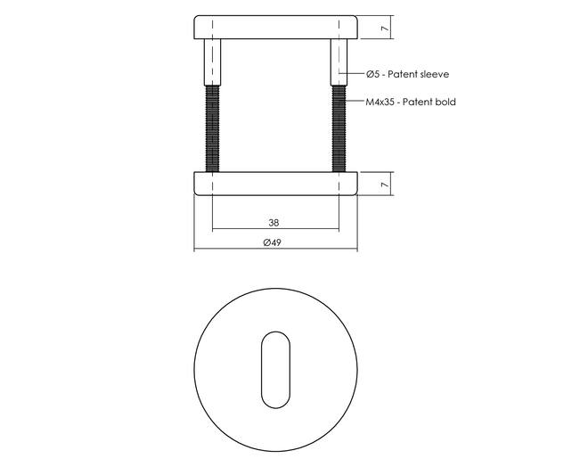 Rozet met sleutelgat ø49x7mm grijs