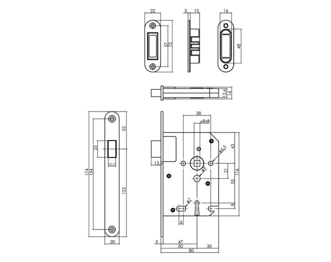 Woningbouw magneet klavier dag- en nachtslot 55mm