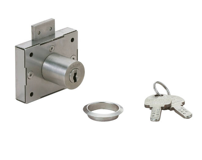 Oplegslot RVS cilinderlengte 30mm, gelijksluitend
