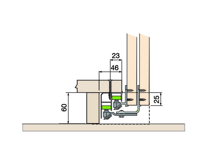 Ocean 1 onder geleidingsrail, lengte 3500mm