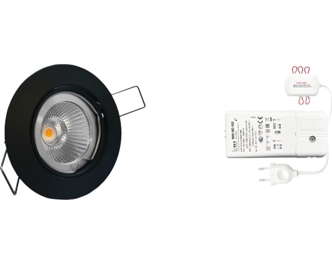 4x  rond zwart+4x powerled+4x verl+ driver