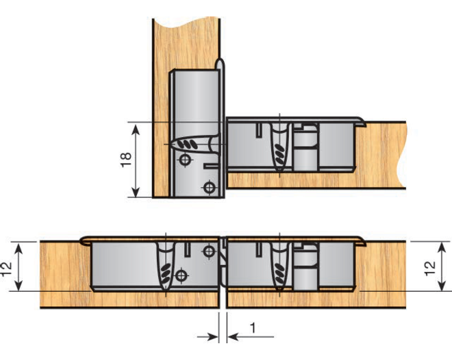Klepscharnier 35x12mm vernikkeld
