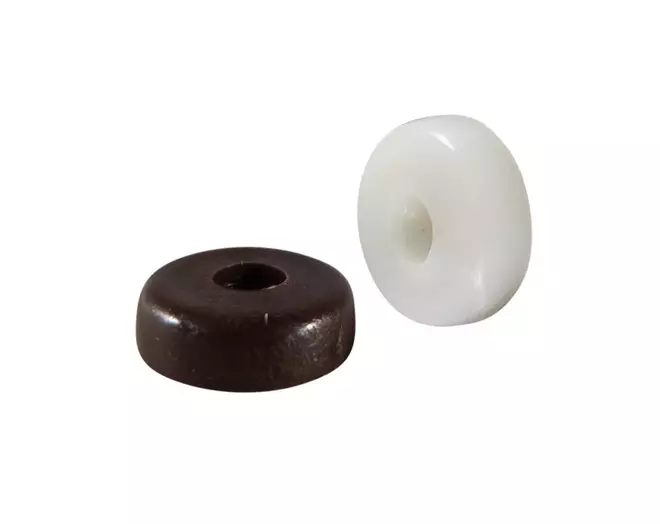 Glijder 21mm wit, hoogte 6,5mm met schroefgat 3,5mm