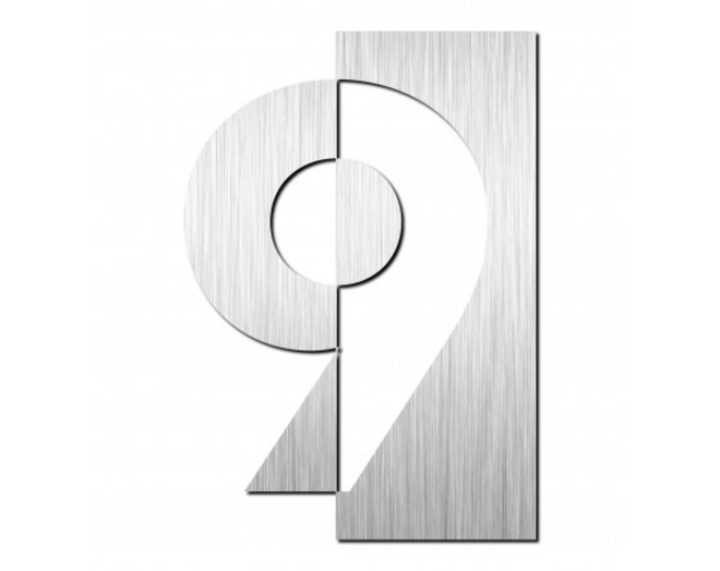 Huisnummer "9" hoogte 125mm, RVS geborsteld