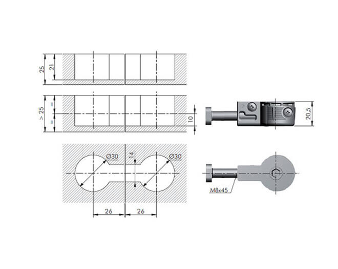 Bladverbinder Quick 52mm, boring 30mm, zonder afdekkap