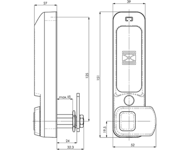 Mauer ELLcam 2.0 Mifare® verticaal, zwart