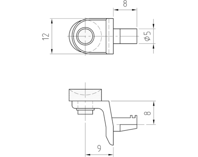 Glasplankdrager 5mm stift met zuignap, vernikkeld