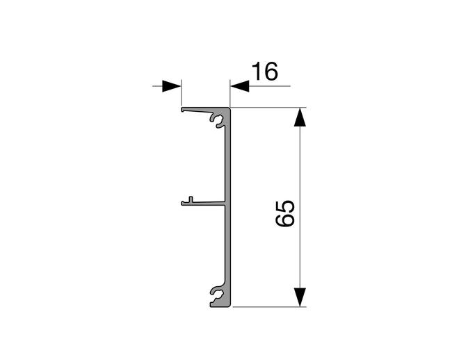 Spaceship afdekprofiel aluminium zilver, lengte 2050mm, 65mm