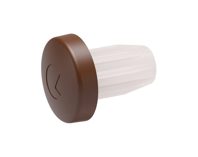 Deurbuffer stift 5mm, schotel 8mm x 2,5mm dik bruin