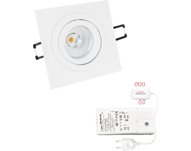 2x Smooth vierkant wit DTW 3000K-2200K+2x verl met driver