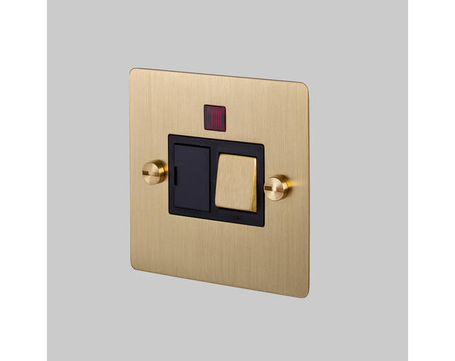 13A Dp Switched Fcu w/ Neon - Brass - Black Interior