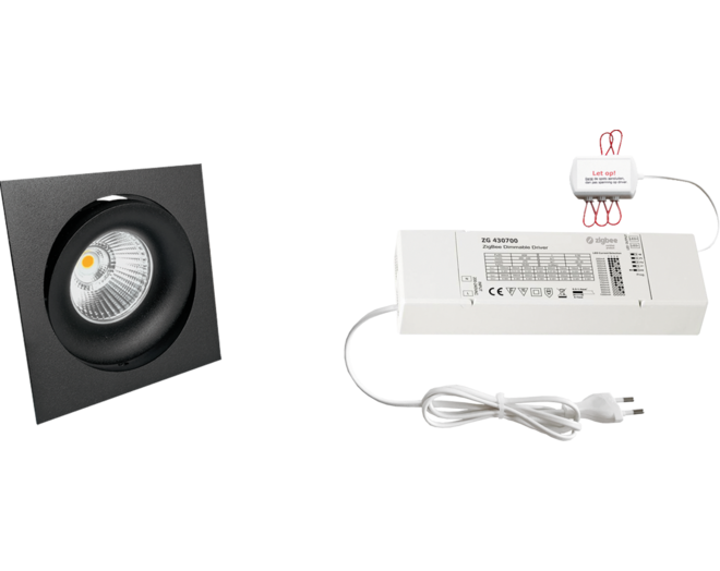 4xCádiz Vierk. zwart+4xpowerled+4xverl.+ZigBee
