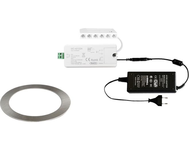 4x Smally 24V RVS look + Dali ontvanger + Driver 24W