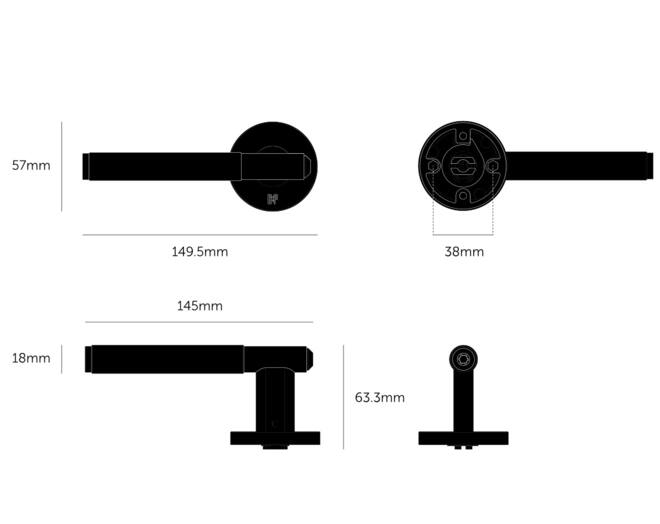 Door Handle Set/Linear/Welders Black