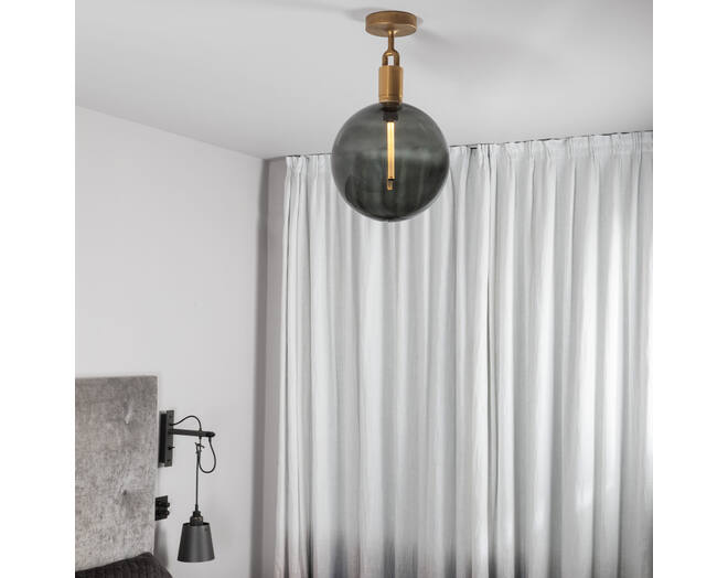 Forked Ceiling/Steel/Large Smoked Globe