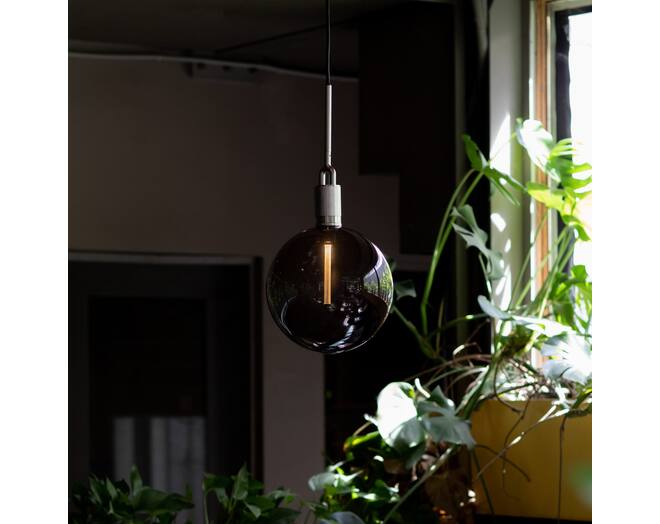 Forked Pendant/Brass/Large Smoked Globe