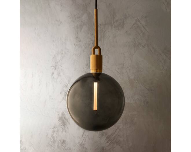 Forked Pendant/Brass/Large Smoked Globe