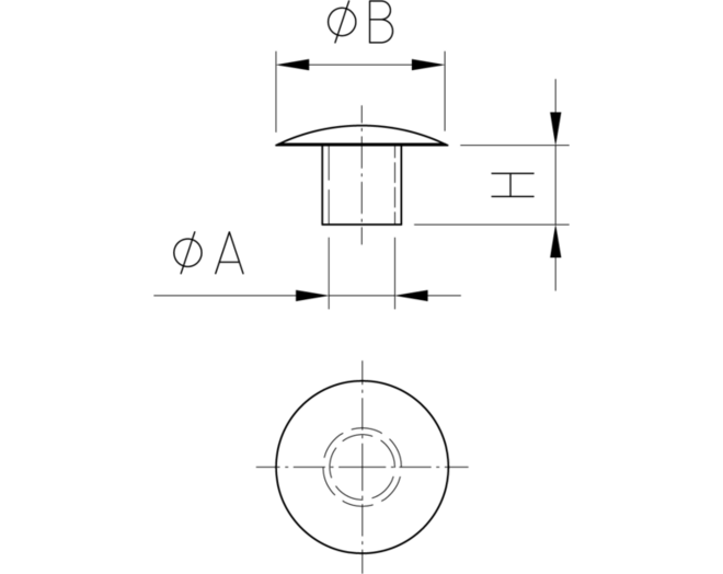 Afdekkap stift 15mm kop 20mm wit