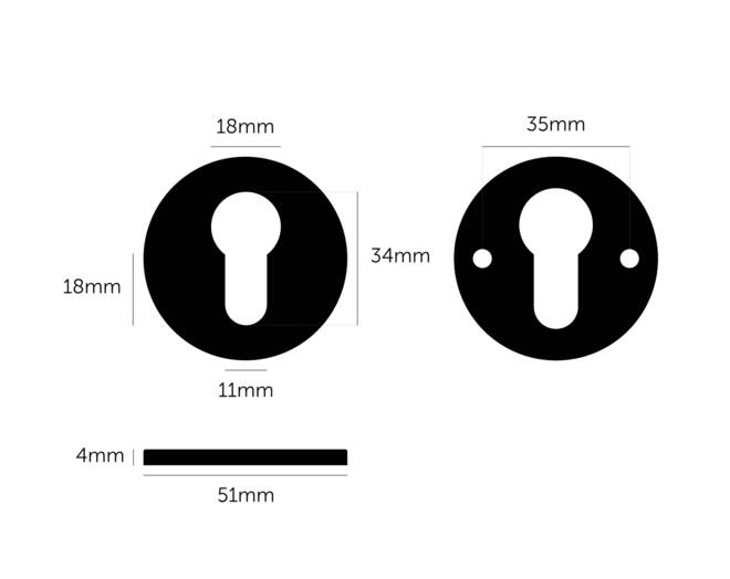 Escutcheon Plate/Euro Profile/Black