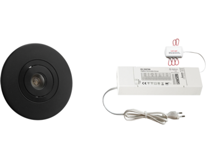 4x Monza rond zwart+ 4x verlengsnoer + ZigBee Driver 30W