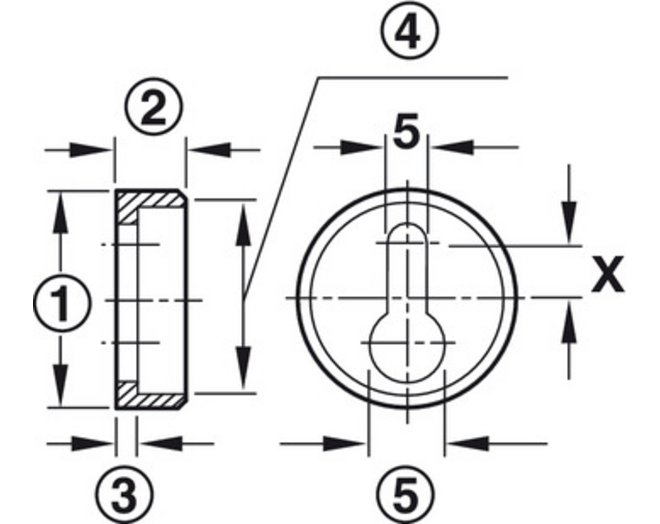 Ophanger met sleutelgat, wit diameter 20mm dikte 11mm