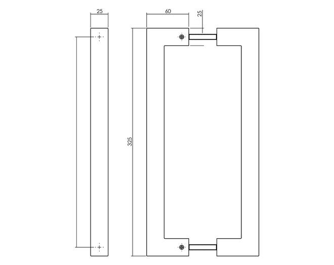 Deurgrepen Vierkant per paar 325x60x25 mm mat zwart