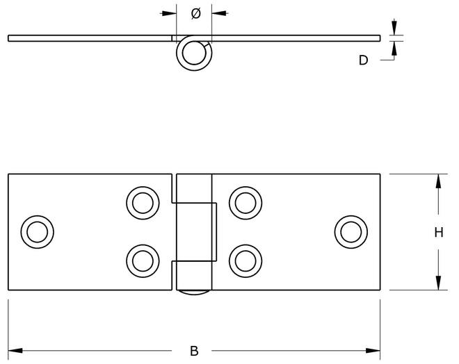Klepscharnier 28x80x20mm verzinkt