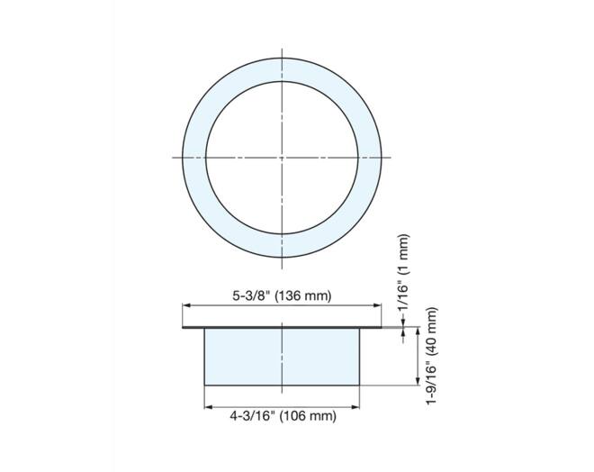 Afvaldoorlaat rond RVS mat, boormaat 106mm, geen deksel