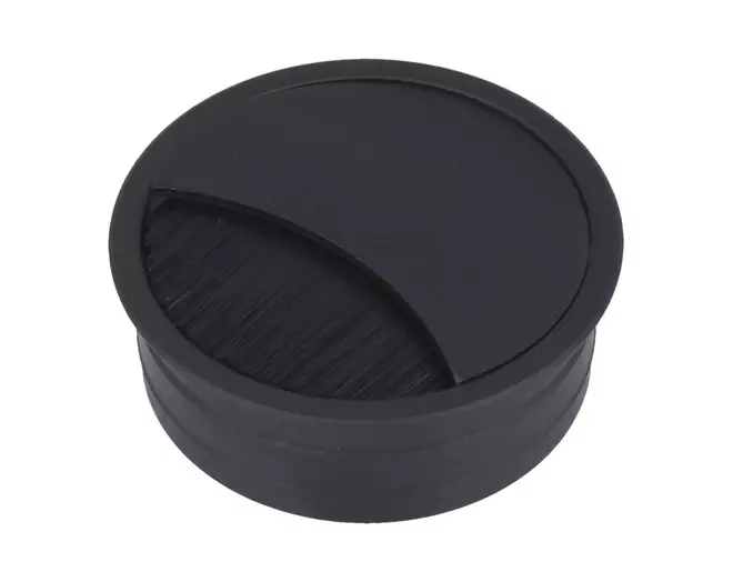 Kabeldoorvoer 60mm aluminium zwart geanodiseerd, diepte 22mm
