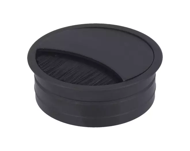 Kabeldoorvoer 60mm aluminium zwart geanodiseerd, diepte 22mm
