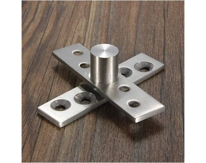 Pivot scharnier RVS, lengte 74mm, 360gr. complete set