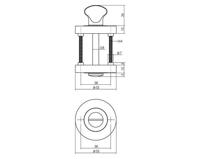 Deurbeslag set toiletslot 63/8+deurkruk Bastian en WC-sl.