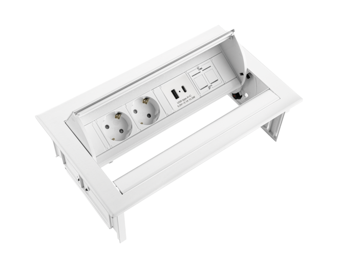 PowerDesk In - 2x 230V + 1x USB A+C  + keystone wit