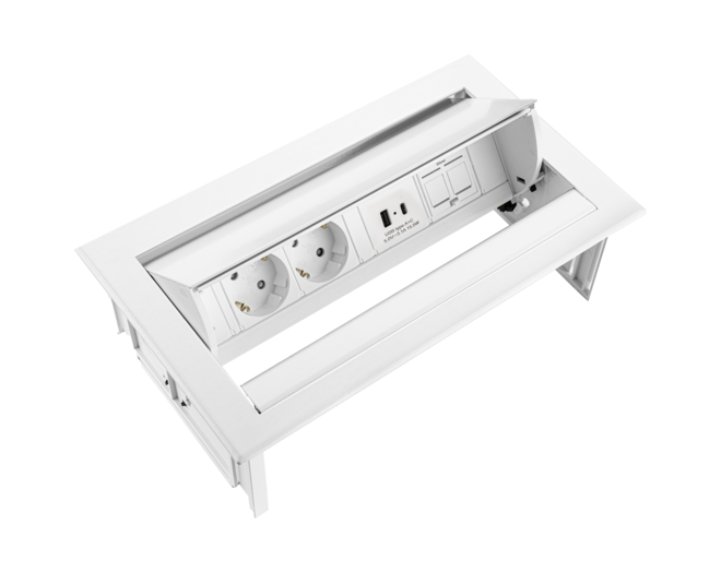 PowerDesk In - 2x 230V + 1x USB A+C  + keystone wit
