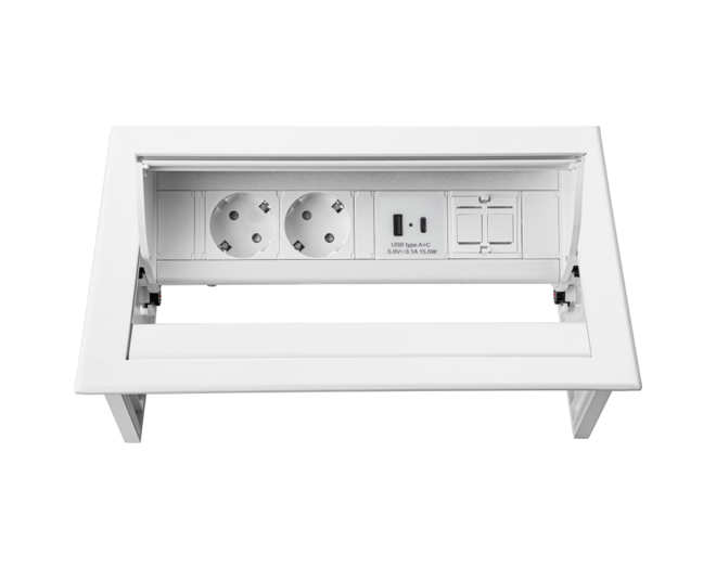 PowerDesk In - 2x 230V + 1x USB A+C  + keystone wit