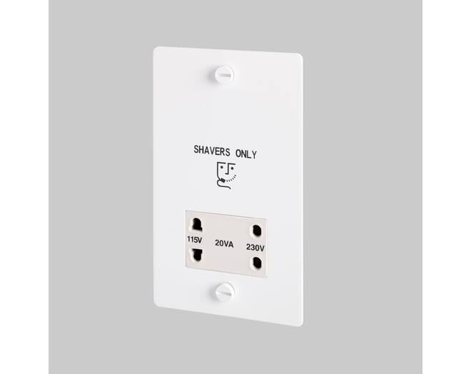 115V/230V Shaver Socket - White - White Interior