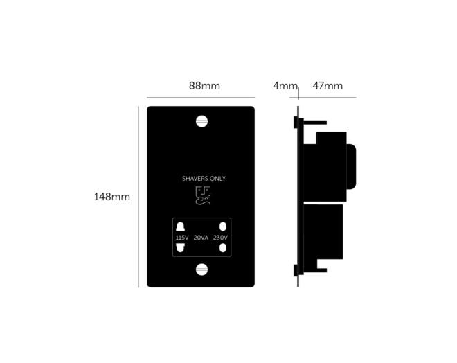115V/230V Shaver Socket - White - White Interior