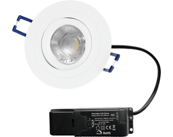 Smooth kantelbare inbouwspot rond wit+ Triac driver