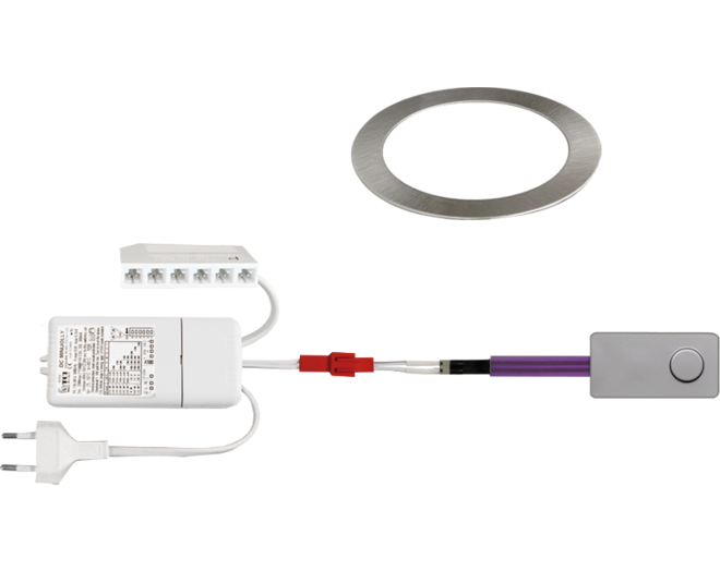 6x Smally 24V RVS Look+Mini Jolly 24Vdc/20W+Mini Pulsdimmer